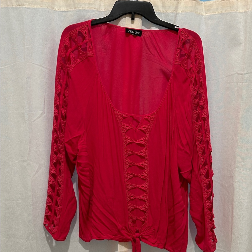 VENUS Scarlet Lace-Up Blouse
